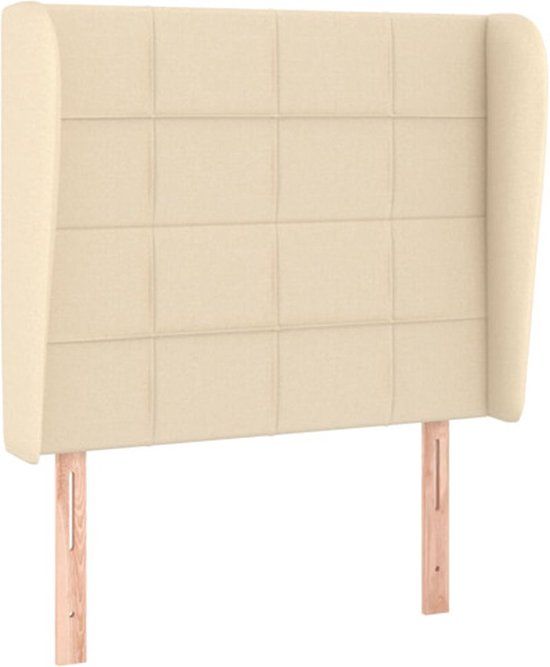 vidaXL Hoofdbord met randen 83x23x118/128 cm stof crèmekleurig