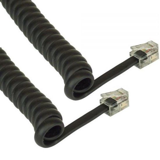 InLine Telefoon spiraalkabel RJ10 - RJ10 - 2 meter - Zwart