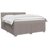 vidaXL Boxspringbed met matras met hoofdeinde Taupe 140 x 190 cm Stof