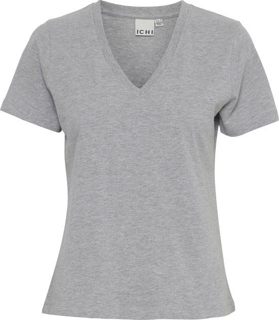 ICHI IHPALMER V SS Dames Top - XL - Grijs Melange - Katoen
