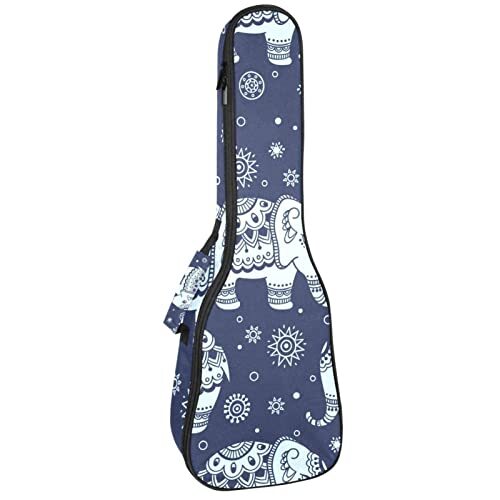 Mersov Tenor Ukulele Gigbag Waterdichte Ukelele Case Gewatteerde Rugzak, Geweldig voor Sopraan Concert (21/23/24") Blauw Boho Afrikaanse Olifant