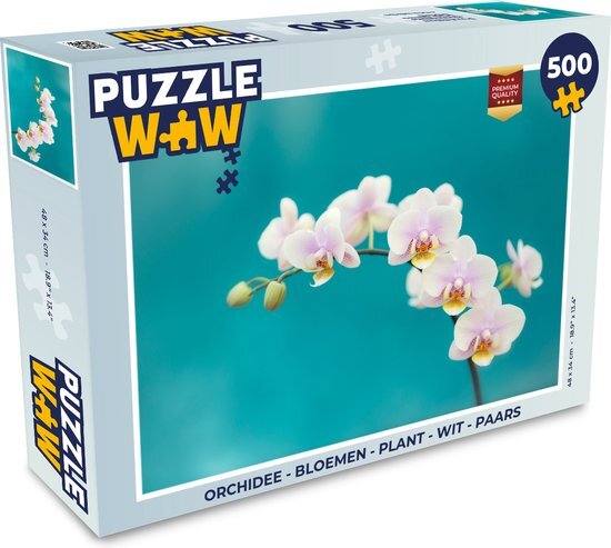 MuchoWow Puzzel Orchidee - Bloemen - Plant - Wit - Paars - Legpuzzel - Puzzel 500 stukjes - Sinterklaas cadeautjes - Sinterklaas voor grote kinderen