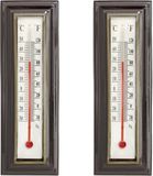 Gerimport Thermometer - Kunststof - Bruin - Analoog - Binnen- en buitenthermometer