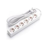 6-voudige Glowster 6-voudige stekkerdoos, 5 m, 3 G, 1,5 mm², wit