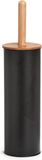 ZELLER Brosse WC, brosse de toilette, métal/bambou, brosse WC avec support - porte-brosse WC - Noir - brosse WC avec support - Inox