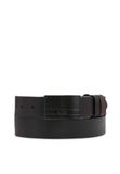 Kazar Double-sided belt with embossed striped pattern, Men, Black, Leather, 125 cm