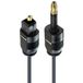PremiumCord Optische audiokabel mini Toslink 3,5 mm naar Toslink - 1 m, mannelijk naar mannelijk, digitale kabel voor stereosysteem HiFi Sounbar TV, HQ audio, verguld, kleur zwart 1 m