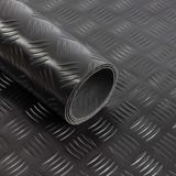 FLOORDIREKT Rubber loper - Rubbermat - Diamond Cut - 2 mm - Zwart - 120 x 250 cm