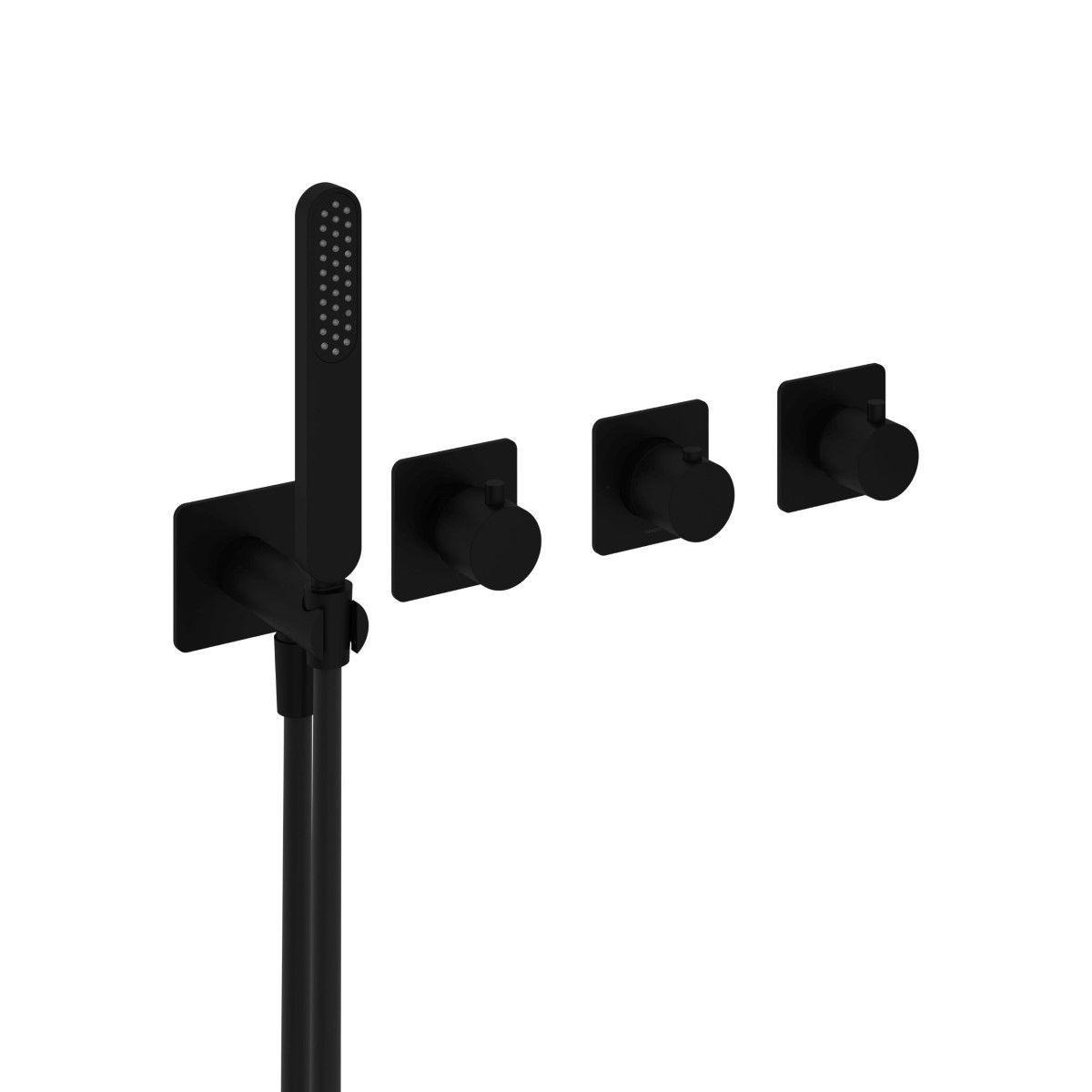 Hotbath Gal Handdoucheset Thermostatisch Inbouw Stopkraan Mat Zwart Vierkant