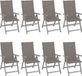 vidaXL Fauteuils de jardin 8 pièces réglables avec coussins acacia bois gris