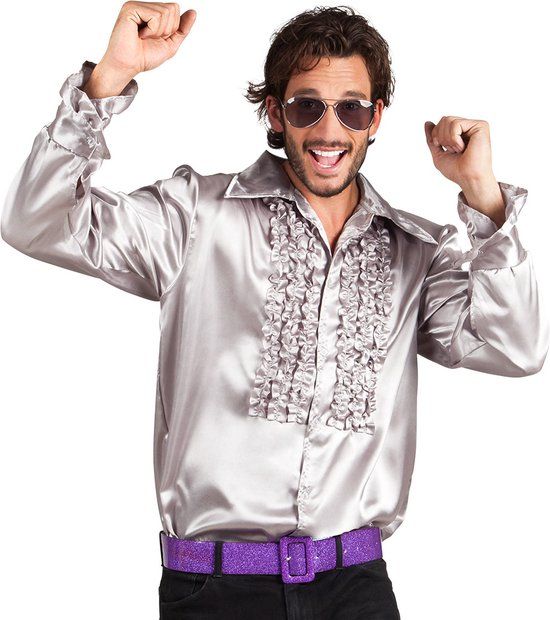 Boland Party Shirt Zilver XL | 80's & 90's Disco | Mannen