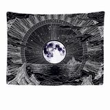 Ulticool Wandkleed 200x150 cm – Maan Sterrenhemel Natuur Bohemian – Met Bevestigingspinnen - voor Binnen - Aesthetic Room Decor Wandtapijt Decoratie Posters Boho Wanddoek Slaapkamer Tarot Kaarten Heks Zwart - Vrouw Man Tiener Meisje