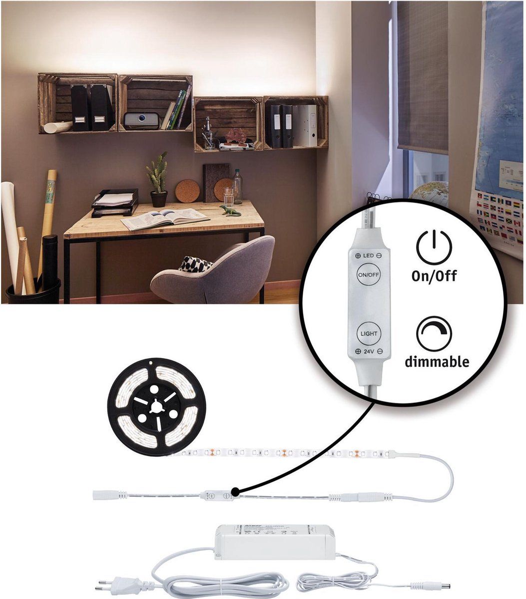 Paulmann SimpLED Power LED Strip Set 3m Neutraal Wit 33W - Wit Kunststof