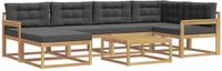 vidaXL Hoek loungeset 6 zitplaatsen Acacia hout Wit en antracietkleurig