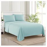 Sweet Home Collection Luxe beddengoed set met plat, hoeslaken, 2 kussenslopen, microvezel, lichtblauw, Twin