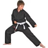 Danrho KWON Karatepak Dojo Line Zwart Unisex Katoen/Polyester Lange Mouw