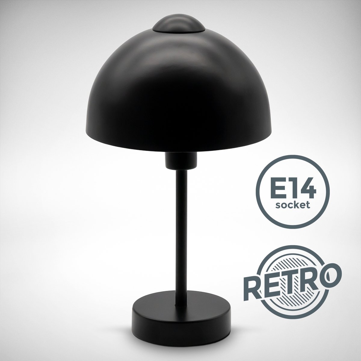 B.K.Licht - Tafellamp zwart - met E14 fitting - retro - metaal - decoratieve bedlamp - incl. snoerschakelaar - excl. lichtbron