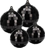 Merkloos / Sans marque Koopman International Grote discobal kerstballen - 4x stuks - zwart - 6 en 8 cm - kunststof