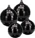 Merkloos / Sans marque Koopman International Grote discobal kerstballen - 4x stuks - zwart - 6 en 8 cm - kunststof