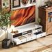Merkloos TV Meubel – TV Kast – TV Dressoir – Media Meubel – Woonkamerkast – Wit Chipboard – Geschikt Voor 75 Inch – 3 Open Vakken & 3 Laden