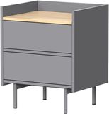 Vicco Velina Nachtkastje – 48 x 58 cm met 2 lades Grijs/eiken