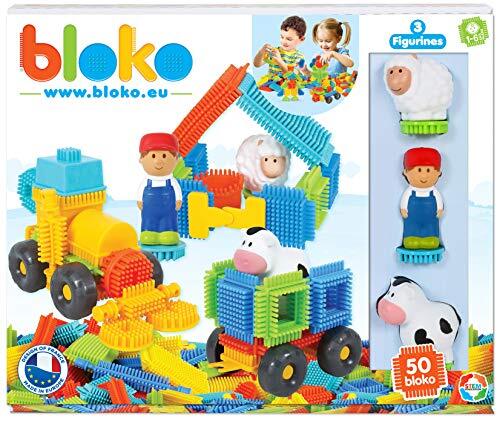 bloko - 503592 - set van 50 met 3 3D-boerderij-figuren - vanaf 12 maanden - Made in Europe - bouwspeelgoed