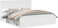 vidaXL Bedframe met hoofdeinde, wit, 180 x 200 cm, massief grenenhout