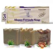 GREEN FADEL Aleppo Formula Zeep Set 3x ca. 100 g - Rijstpoeder, Sheaboter & Arganolie