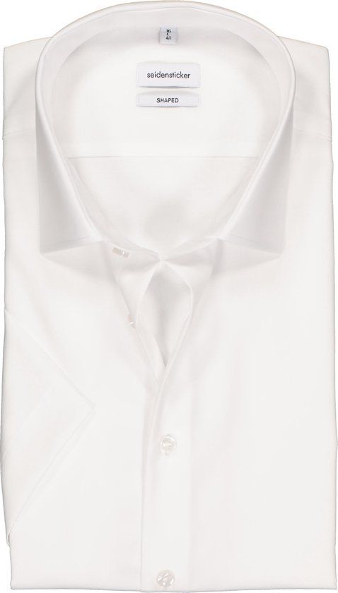 Seidensticker Shaped Fit Overhemd - Korte Mouw - Wit - Maat 46 - Strijkvrij
