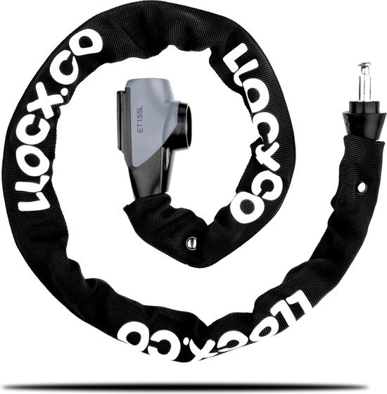 LLOCX.CO LLOCX Insteekslot van 1 Meter + 2 Sleutels – 7mm Roestvrij Staal – 1000gr. Aluminium Kettingslot – Krasvrij & Scheurvrije Sleeve – Zwart