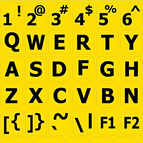 4Keyboard English Keyboard Sticker (Upper Case) Yellow Background