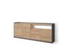 Buffet effet bois de chêne et noir 207x37x80cm avec LED
