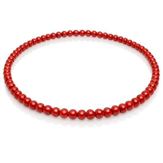 Memphis Lookinggoodtoday Rode houten kralen ketting 90cm