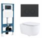 QeramiQ Dely Swirl Toiletset - reservoir encastré Qeramiq Flush - abattant slim - plaque de commande en plastique mat anthracite - boutons ronds - blanc brillant
