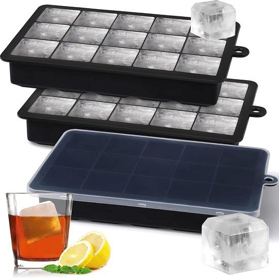 Sinnsally 3-Pack Siliconen Ijsblokjesvorm met Deksel