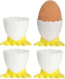 Merkloos / Sans marque Cepewa Gmbh Eierdoppen met voetjes - 4x stuks - plastic - met lepels - tafel/keuken artikelen - Paastafel accessoires