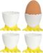 Merkloos / Sans marque Cepewa Gmbh Eierdoppen met voetjes - 4x stuks - plastic - met lepels - tafel/keuken artikelen - Paastafel accessoires