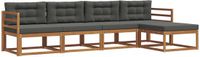vidaXL Acacia Hout Bank Loungeset 5-zits Natuurlijk en Antraciet