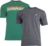 Donnay 2-Pack T-shirts Heren Forest Green/Charcoal marl Maat L