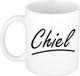 Bellatio Decorations Chiel Naam koffiemok - beker - met sierlijke letters - wit