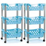 PlasticForte keukentrolley - 2x - kunststof - blauw - 40 x 65 cm