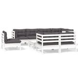VidaXL 9-delige Loungeset met kussens massief grenenhout wit