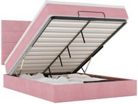 vidaXL - Ottoman bed met matrassen - 140x190cm - fluweel - roze