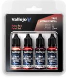 Vallejo Hobbyverf Acrylverf - 77254 True Metallic Metal - Robijn Rood Kleurenset - Acryl Set - 4x Verf set - 4x 18 ml