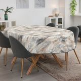 ANRO Tafelkleed Bladeren Grijs Ovaal 180x140cm