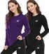 MEETWEE MEETYOO Thermo Shirt met Lange Mouwen Dames Zwart/Paars XL