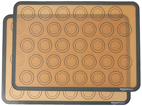 Amazon Basics Amazon Basics Rechthoekige bakmat voor macarons siliconen bruin, zwart, 2 stuks, 29,5 x 41,9 cm
