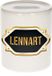Bellatio Decorations Shoppartners Bv Spaarpot met voornaam Lennart - wit - met goud/zwart embleem - 8 x 9 cm - keramiek - met afsluitdop - cadeau verjaardag
