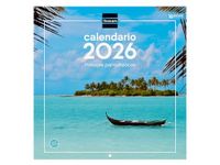 Finocam Wandkalender 2026, 30 x 30 cm, maandoverzicht januari - december 2026 + september 2025 (4 maanden), kalender 2026, paradijs landschapsfoto's - Spaans