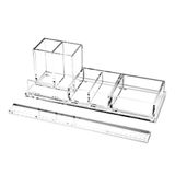 EXPURTAN Doorzichtige bureau-organizer van acryl, 4-delige bureauset + gratis gratis acrylliniaal, bureau-organisatie voor kantoor of thuis